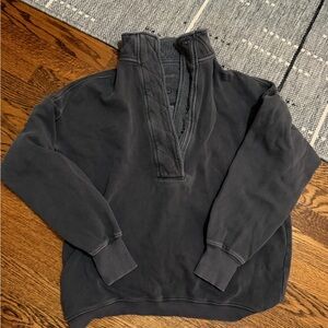aerie Charcoal Gray Quarter-Zip Pullover Hoodie